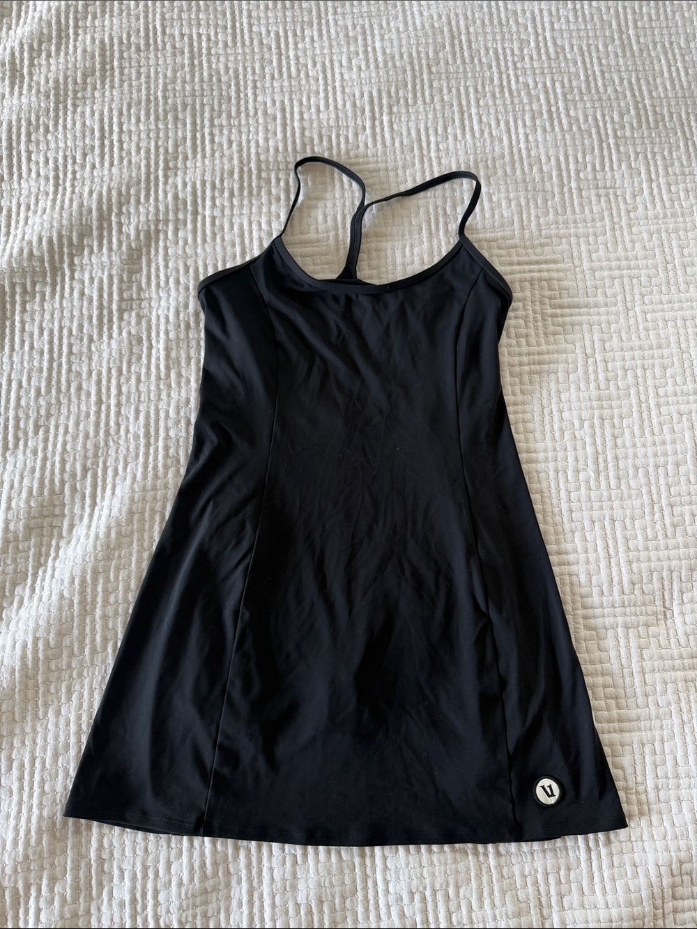 Vouri Black Athletic Tank Dress built in bra and biker shorts.